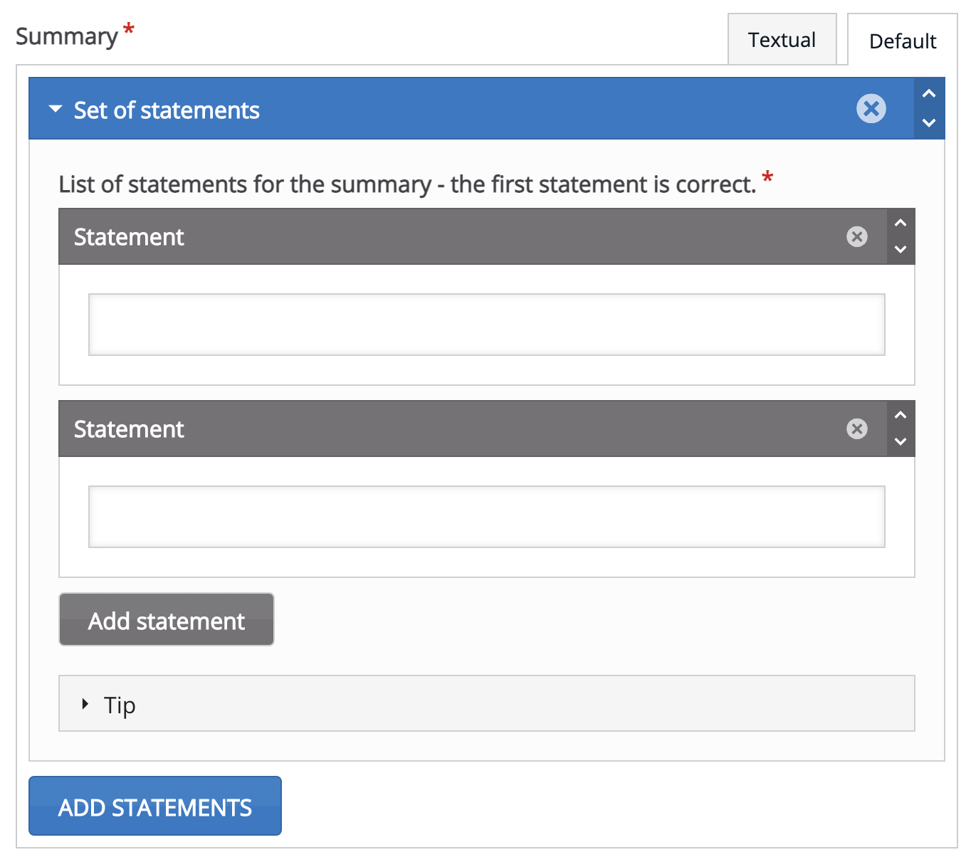 Moodle - H5P - Course Presentation Editor - Add Summary Dialog Box